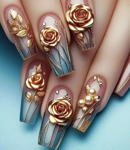 3D Floral Vine Press-on Nails