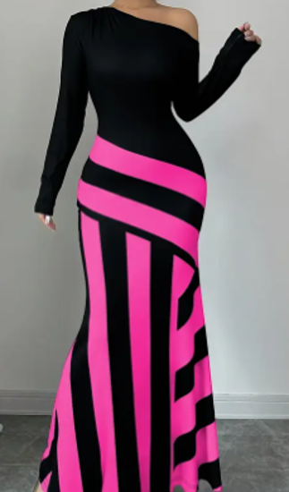 Tuxedo Block Maxi Dress